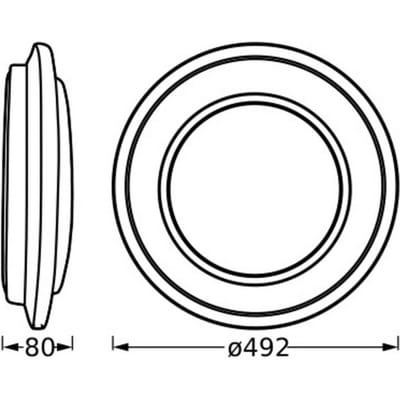 OSRAM ORBIS BERLIN LED plafondlamp 490mm, zwart, 36W, 4150lm, warmwitte lichtkleur, zeer homogene lichtverdeling, long life, niet-vervangbare LED module, rond, IP20, 3000K.