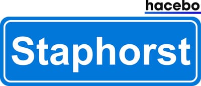 Hacebo - Plaatsnaam Sticker - 29x10 CM - Staphorst sticker - Verkeersborden sticker - grappige cadeaus - Staphorst