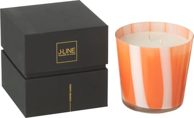 J-Line geurkaars Noa Strepen - Stone & Rock - glas - oranje - small - 50U