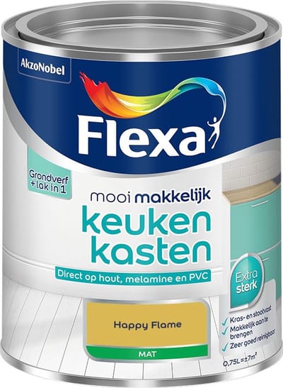 Flexa - Mooi Makkelijk Keukenkasten Mat - Happy Flame - Mengverf - 750 Ml