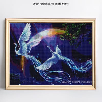 Diamond Painting Witte Feniks Strass 5D DIY Volledige Ronde Kruissteek 20X30CM blue
