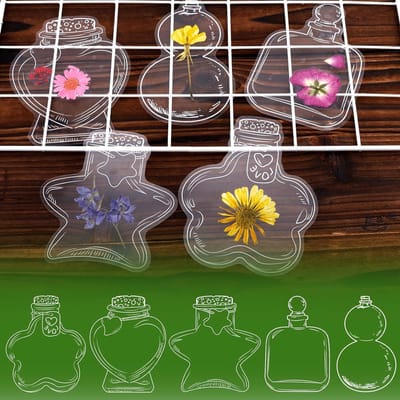 40 Stuks Transparante Gedroogde Bloemen Boekenleggers, 5 Stijlen Heldere Geperste Bloemen, DIY Bloemen Tools voor Embossing, Lezen en Scrapbooking