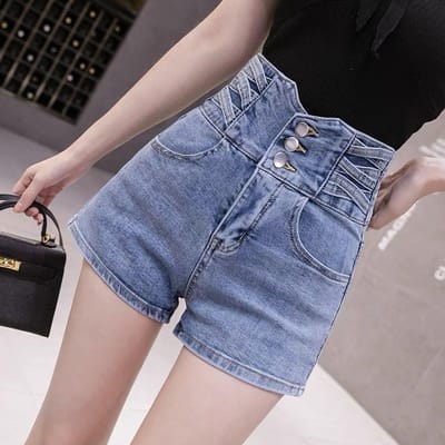 Shorts en Denim Taille Super Haute Style Coréen Femme Été Tout-Match Amples Jambe Large XXL gray