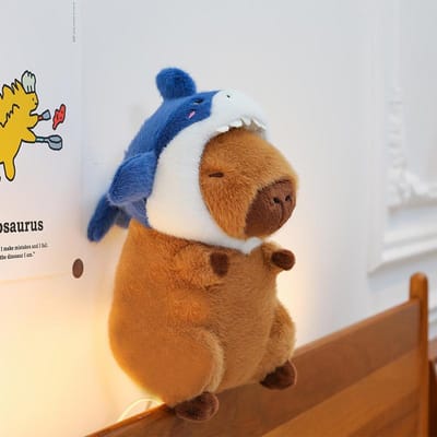 Housse de tête de requin Kapibala Ours morveux Capybara Peluche Jouet Poupée Oreiller de nuit pour enfants Poupée en chiffon 35cm brown