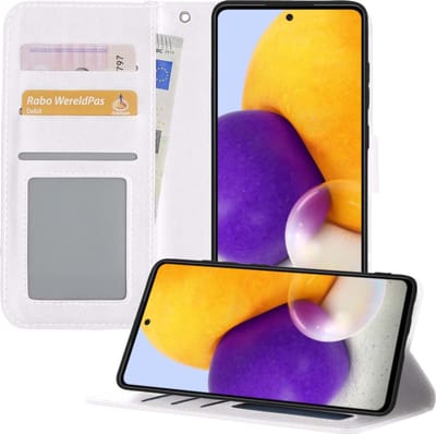 Hoesje - Geschikt voor Samsung Galaxy A72 5G - Luxe Bookcase - Walletcase Hoes - Portemonnee - Cover - Telefoonhoes - Wit