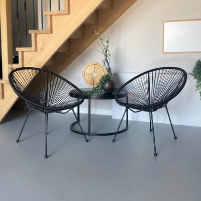 Rijoka Loungestoel Draden - Set van 2 Stuks – 70x70x77cm – Zwart