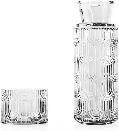 Elegante Glazen Decanteerder met Borosilicaatglas Deksel van 630 ml voor Water, Sap of Thee in Slaapkamer, Kantoor of Gastenkamer