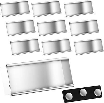 Magnetisch aluminium naamplaatje 72x32 mm - zilver - 10 stuks - voor kleding en uniformen