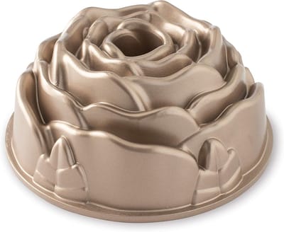 Ronde Bakvorm met Rozenreliëf, Gietijzer Aluminium, Capaciteit 10 Cup