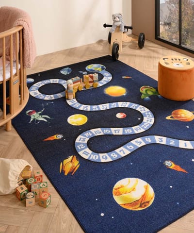 Kindervloerkleed ruimte - Joy donkerblauw 80x120