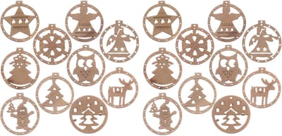Ruhhy Kerstballen - 20x stuks - hout - kerstfiguren - kerstboomversiering - kerst