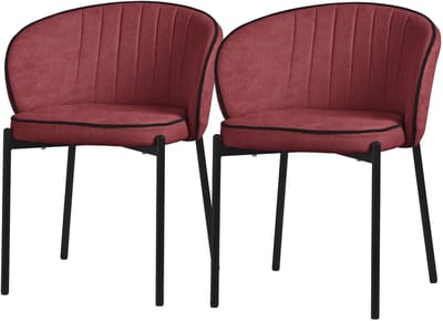 Set van 2 eetkamerstoelen met rugleuning & armleuning rood met metalen poten tot 120 kg ML-Design