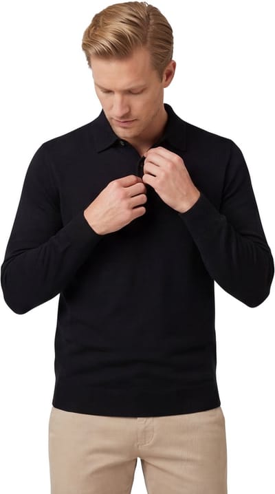 Profuomo polo lange mouw zwart