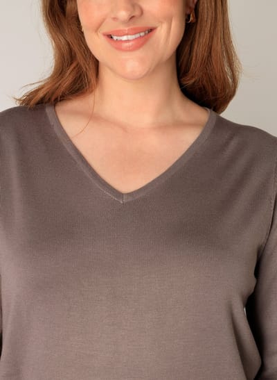 BASE LEVEL CURVY Anine Trui - Dark Taupe - maat X-0(44)