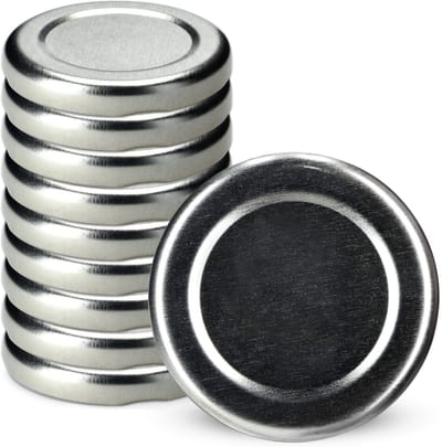 KADAX Schroefdeksel voor glazen, fi 38 mm reservedeksel, twist-off-deksel van metaal, deksel voor inmaakpotten, flessen en weckpotten, schroefglazen (10 stuks, zilver)