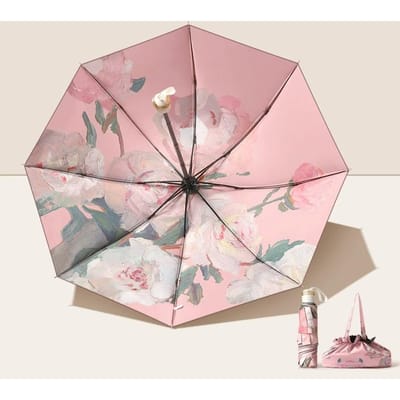 UPF50+ Opvouwbare Paraplu Dubbellaags Zon Regen Paraplu Met Opbergtas UV Bescherming Vinyl coating Parasol Zonnescherm Paraplu