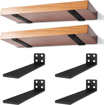 Stevige Plankdragers 20cm, 4 Stuks, 90 Graden Wandplank Steun voor Boekenplank, Metalen Plankhouders voor Wandmontage, Zwart en Duurzaam