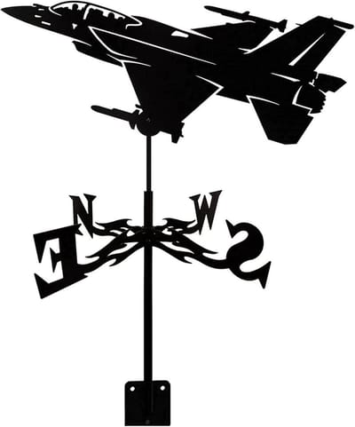 Weathervane Metaal - Windmeter Tuin - Buiten Decoratie - Unieke Vormgeving - 35x50cm - Zwart