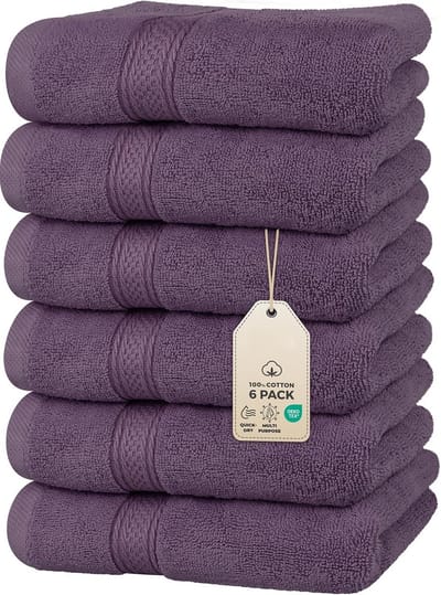 PromoHome 6-delig Premium Handdoeken Set - 100% Ringgesponnen Katoen - Ultra Zacht en Zeer Absorberend- 41 x 71 cm - Pruim