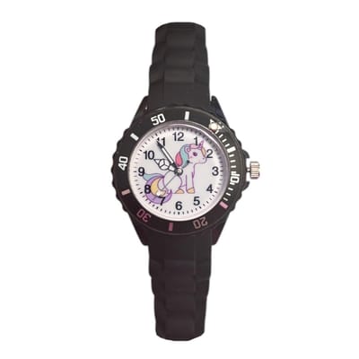 Kinderhorloge - Unicorn Zwart | Siliconen | Ø 35 mm | Fashion Favorite
