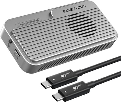M.2 NVMe SSD Behuizing met Koelventilator voor USB4 en USB3.2 - 80Gbps Overdrachtssnelheid, TB501 Pro Compatibel, Zilver