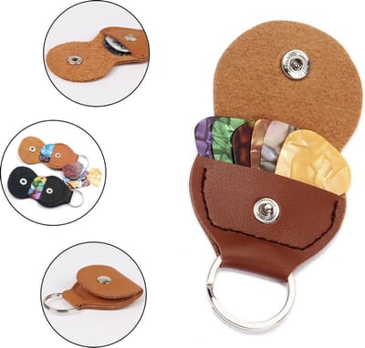 Plectrum Sleutelhanger - Inclusief 3 Plectrums - Bruin - Vintage Leren Look