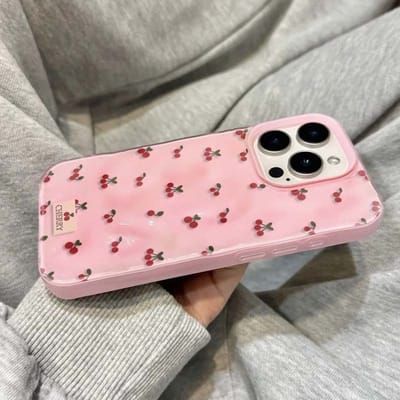 Schattige Kersen Vouwen Textuur Telefoonhoesje Voor iPhone 16 15 12 11 Pro Max 13 14 Pro Plus Schokbestendig Antislip Zachte Cover Shell Fundas iPhone 11