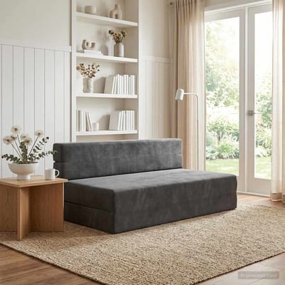 vidaXL - Vouwbare - Sofa - Bed - Donkergrijs - 152 - x - 86,5 - x - 60 - cm - Stof