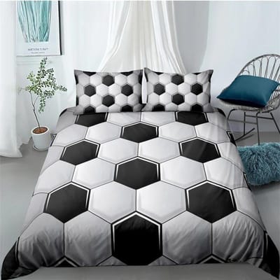 Voetbal Beddengoed Set 3D Voetbal Kind Dekbedovertrek Eenpersoons Tweepersoons Sport Jongen Hometextiel Dekbedovertrek Scandinavische Dekbedovertrekken voor Bed King Full 70x133cm 2pcs