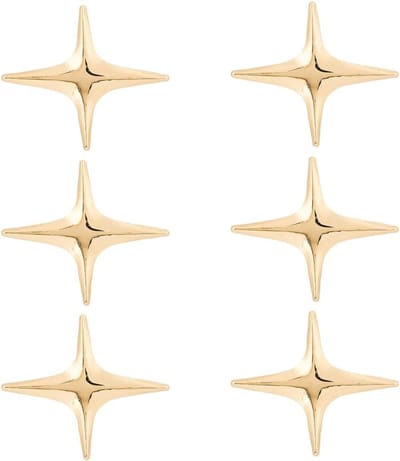 6 Stks Gouden Ster Broche Pin Cross Star Revers Broche Pin Vierpuntige Ster Broche Legering Mode Eenvoudige Broche Lucky Pin Broche Voor Jurk Jassen Rugzakken