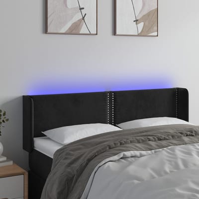 vidaXL - Hoofdbord - LED - 147x16x78/88 - cm - fluweel - zwart