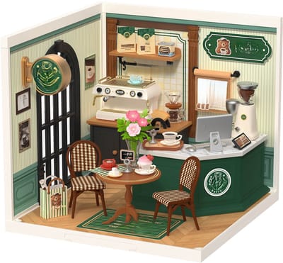 Rolife DW028 DIY Miniatuur Huis Romantiek Café, Bouwpakket met 119 delen en ingebouwde LED-verlichting vanaf 8 jaar