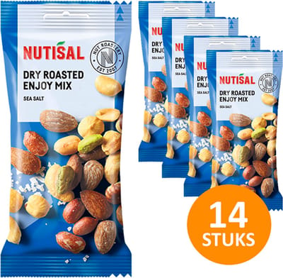 Nutisal Enjoy Mix - gezouten en geroosterde noten en pinda mix - 14 zakjes à 60g