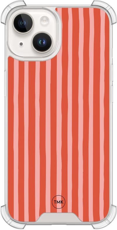 Shockproof hoesje geschikt voor Apple iPhone 14 - Streepjes - Schokbestendig - Verhoogde randen - TPU case - Extra Sterke Back Cover - Gestreept - Transparant, Multi