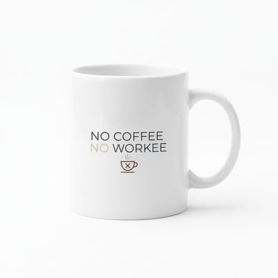 No Coffee No Workee Witte Mok 330ml – Grappige Minimalistische Quote Koffiebeker voor Werkliefhebbers
