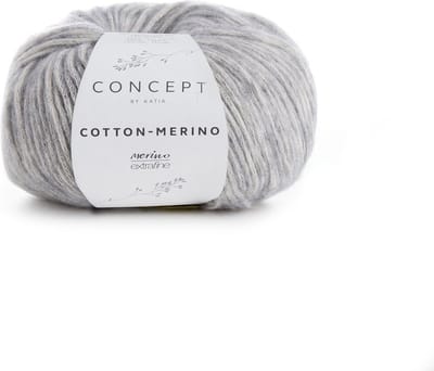 Cotton-Merino Katia Grijs Kleurnr. 106 - merino wol - breigaren - breien - haken - sjaal breien - muts breien - debardeur breien - super zacht - garen - breiwol - breien voor beginners