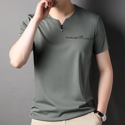 Heren T-shirt met korte mouwen Zomer Nieuw Jong en Middelbaar Casual Ronde Hals Trend T-shirt met halve mouwen Herenkleding XL