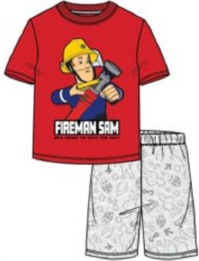 Brandweerman Sam - Shortama - Rood met grijs - Pyjama - Maat 122/128 - Fireman Sam