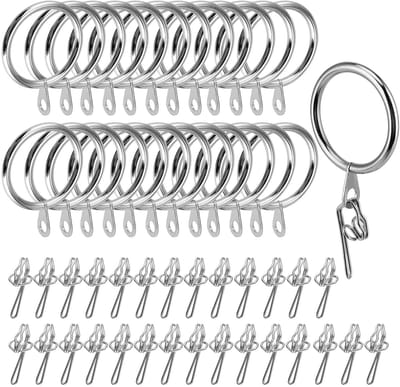 Dailygoods- Gordijnringen 30 mm - Metalen Gordijnhaken - 100 Stuks - Duurzaam - Eenvoudig te Installeren - Zilver - Gordijnhaak