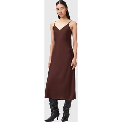 AllSaints Hera Dress Bitter Brown Taglia: XS | Abiti Midi Outlet | Donna | Marrone