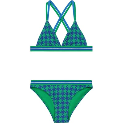 Shiwi Girls Luna Bikini Set Pied De Poule Ocean Blue Check Size: 170/176 | Swimwear Outlet | Unisex | Groen