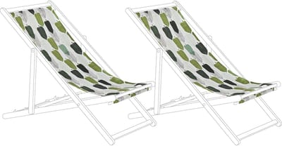 ANZIO/AVELLINO - Ligstoel doek set van 2 - Blad motief - Polyester