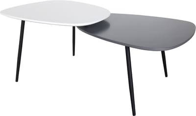 Sedero Bora Bijzettafel met 2 tafelbladen - Salontafel Zwart en Wit
