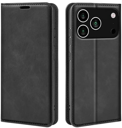 MobyDefend Hoesje - Geschikt voor iPhone 17 Pro Max - Luxe Wallet Bookcase (Magnetische Sluiting) - Zwart