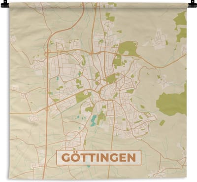 Wandkleed - Wanddoek - Göttingen - Vintage - Plattegrond - Kaart - Stadskaart - 180x180 cm - Wandtapijt
