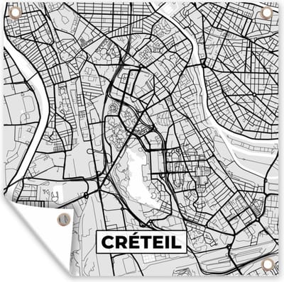 Tuin poster Frankrijk - Créteil - Stadskaart - Plattegrond - Kaart - 200x200 cm - Tuindoek