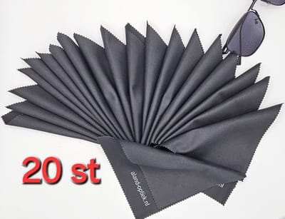 20 zwarte microvezeldoekjes / brillendoekjes / van hoge kwaliteit / zonnebrildoekje / cadeau / doekjes / Aland optiek / zwarte doekje 20 st / zonnebrillen accessoires / brilreiniging / cleaner bril / schoonmaakmiddelen
