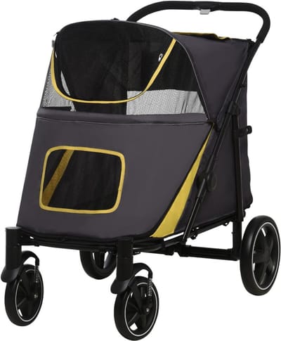 Luxe Hondenbuggy Grote Hond - Hondenkar Met Kussen - inklapbaar – Buggy - Hondenwagen - Wandelwagen Grote opslagruimte - Zwart