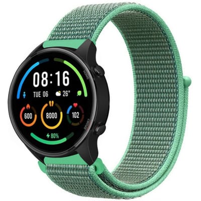 Strap-it Smartwatch bandje nylon - geschikt voor Xiaomi Watch S1 (Active/Pro) / Watch 2 Pro / Watch S3 / Mi Watch / Amazfit Balance / Bip 5 - mint groen