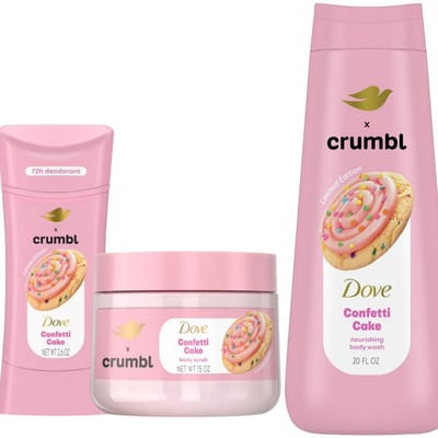 Dove - confetti cake - limited edition - body wash + body scrub + deodorant